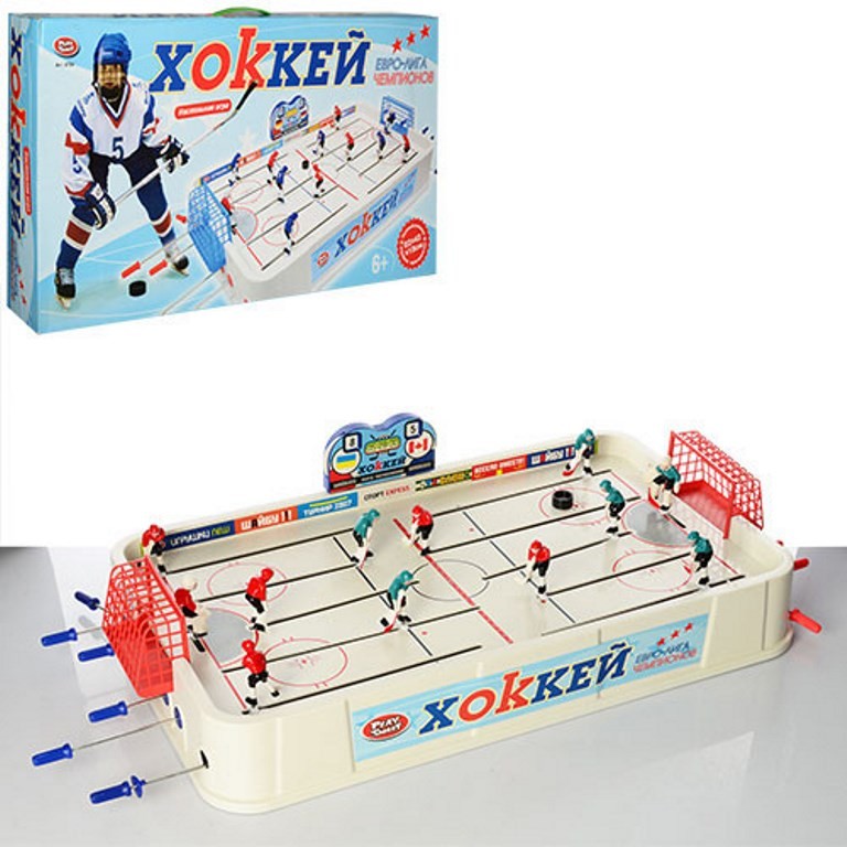 JT Хокей 0704 (6шт) на штангах, розмір поля 69-40см, фігурки 14шт, шайби 2шт, у кор-ці, 87-43,5-11,5 (шт.)