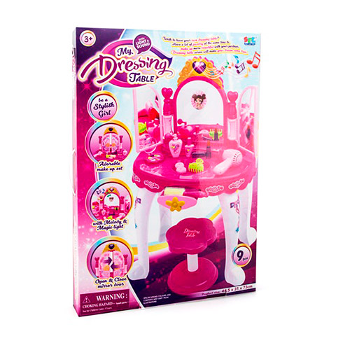 Трюмо 16632C (8шт) 44,5-31-73см, стільчик, фен, муз, світло, аксесуари, на бат-ці, у кор-ці, 71-49-8 (шт.)