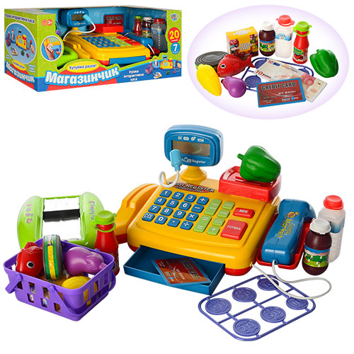 Касовий апарат 7018-UA (12шт) калькул,мікроф,сканер,зв(укр),св,продукти,на бат-ці,в кор,43-18-17см (шт.)