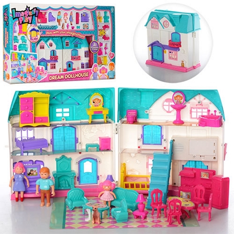 Будиночок 1205 (8шт) 23-24-13,5см, меблі, фігурки, 2 види, зв., світло, бат., кор., 88-48,5-8 см. (шт.)