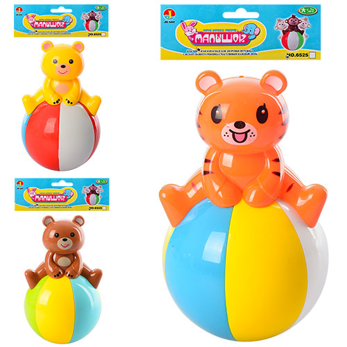 Неваляйка 6526-B-С (120шт) 13см, 2види(ведмедик, тигр), звук, у кульку, 15-20-8см (шт.)