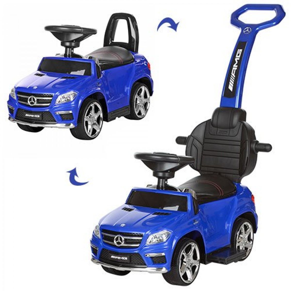 Каталка-толокар M 3186L-4 (1шт) 2в1(батьківська ручка),MP3 та світло від акум6V4,5AH,шкір.сидіння (шт.)