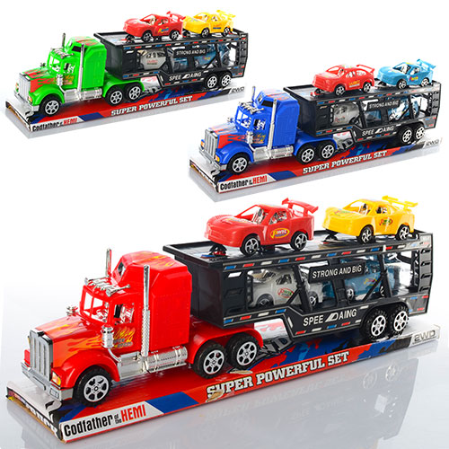 Трейлер 888 (72шт) інер-й, 38см, машинка 4шт, 3 кольори, в слюді, 39,5-13-8см (шт.)