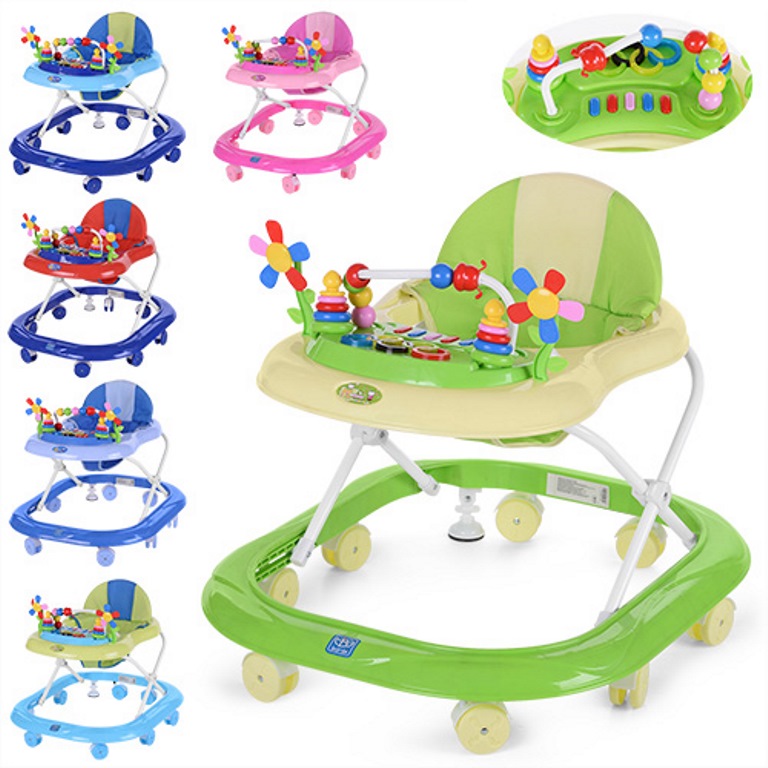 Ходунки M 3619 (6шт) муз, світло, колеса 8шт 6см, рег.висота, 5кол, на бат-ці, (шт.)