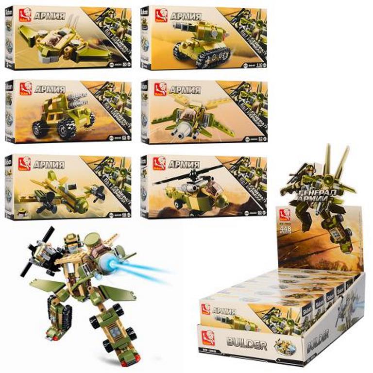 Конструктор SLUBAN M38-B0636 (180шт) військовий транспорт,від 65дет,6шт(6видів) в дисплеї,20-28-10см (шт.)