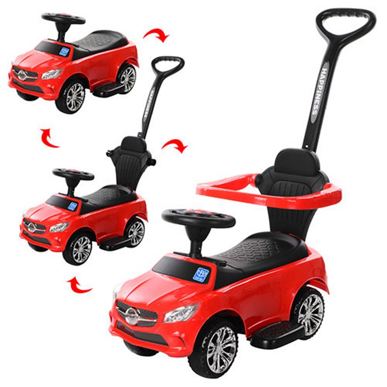 Каталка-толокар M 3503C-3 (1шт) 2в1 (батьківська ручка), муз, світло, підст. для ніг, на бат-ці, чер (шт.)