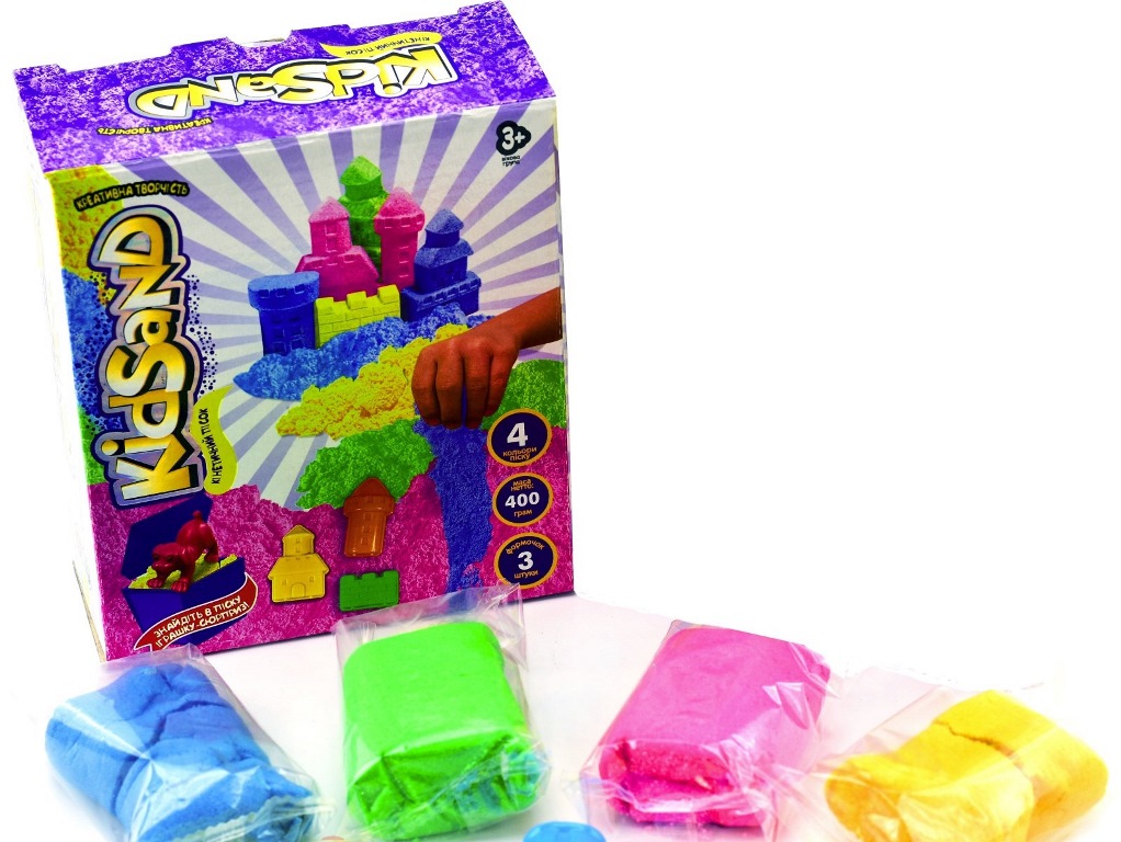 Набір креативної творчості "Кінетичний пісок "KidSand" коробка 400 г укр (12) KS-04-01,02,03U (шт.)