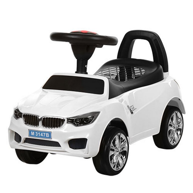 Каталка-толокар M 3147B-1 (1шт) муз,звук,світл.,багаж.під сидін,колесаEVA,на бат,63,5-37-29см,білий (шт.)