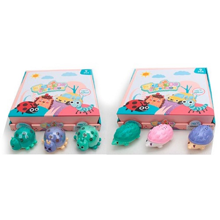 Заводна іграшка FJ-903-2 (108шт) 9,5см,2в(бож.корів/їжак),муз,св,їздить,бат,9шт(3кол) в диспл,30-29- (шт.)