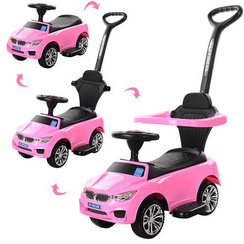 Каталка-толокар M 3503B-8 (1шт) 2в1 (батьківська ручка), муз, світло, підст. для ніг, на бат-ці, рож (шт.)