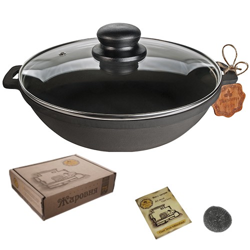 Т102С3Ук  Жаровня чавунна лита 24*6см зі скляною кришкою Т102С3Ук (шт.)