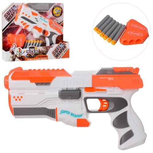 Пистолет 921AB (30шт) 25см, мягкие пули-присоски, 6шт, обойма, 2вида, в кор-ке,32-26-5см (шт.)