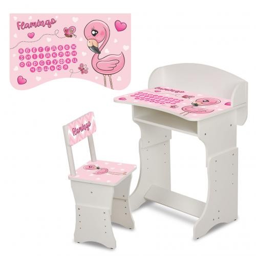 Парта HB-301-71(UA) (1шт) регулюється висота, зі стільчиком, білий, фламінго (шт.)