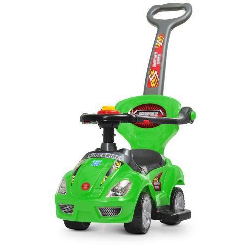 Каталка-толокар M 4205-5 (1шт) батьківська ручка, муз, руль-пискавка, багажник під сидінням, зелений (шт.)