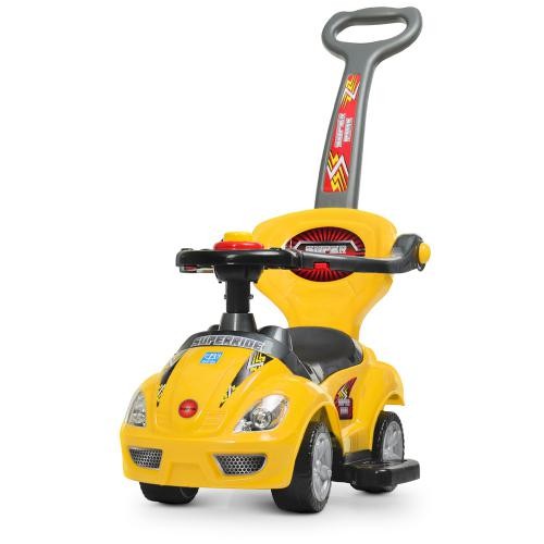 Каталка-толокар M 4205-6 (1шт) батьківська ручка, кермо-пискавка, багажник під сидінням, муз., жовти (шт.)