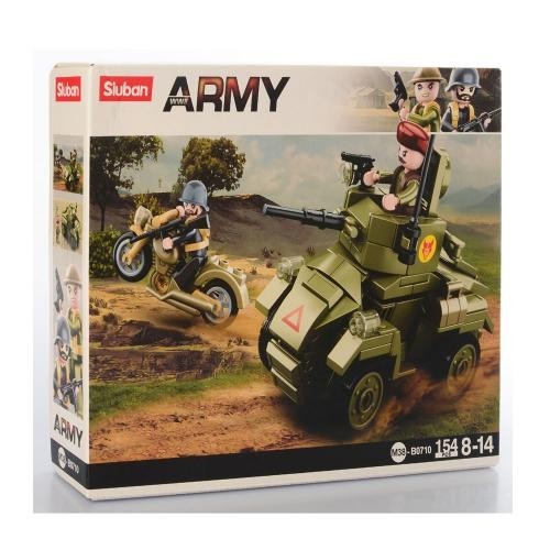 Конструктор SLUBAN M38-B0710 (60шт) військ., машина, мотоцикл, фігурки, 154дет, в кор-ці,24-19-4,5см (шт.)