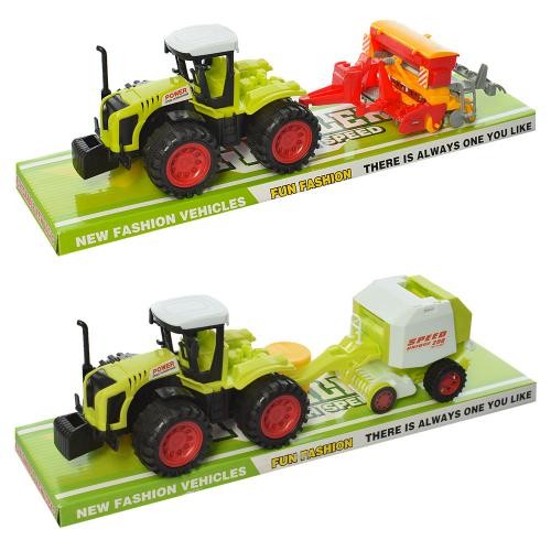 Трактор 666-141AC (60шт) з причіпом, інер-й, 32см, 2 види, у слюді, 40-10,5-11см (шт.)