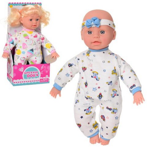 Лялька DEFA 5100 (24шт) м'яконабивна, 32см, 2в (1в-пупс), зв, бат (таб), у кор-ці, 15-33-8см (шт.)