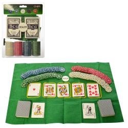 Настільна гра CS25643-9 (24шт) покер, карти-2колоди, фішки(з номіналом),сукно,у слюді,19,5-25-5см (шт.)