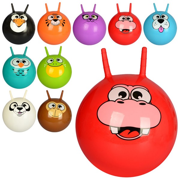 М'яч для фітнесу MS 0483-2 (30шт) з ріжками, 45см, 10видів, 450г, у кульку, 21-15-4см (шт.)