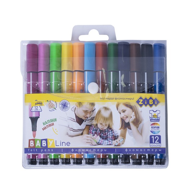 Фломастери, 12 кольорів, JUMBO ZB.2807 ( 1/12/144шт) (шт.)