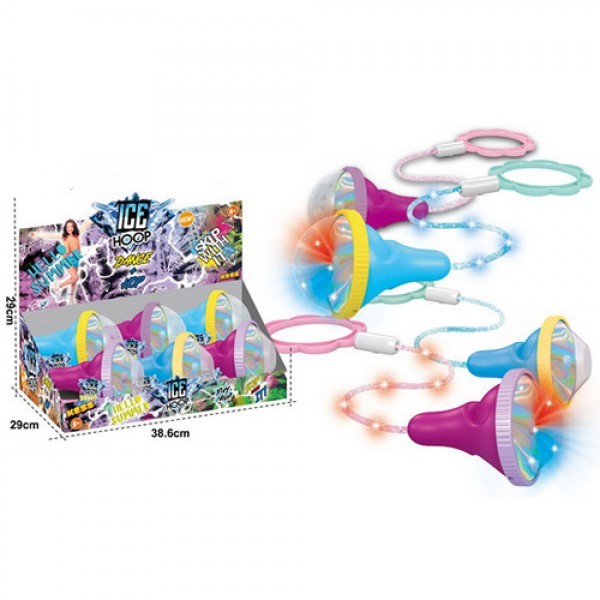 Скакалка SA1005 (180шт) нейроскакалка на ногу, 75см, св, кільце 14,5см, бат, 6шт (2кол) в дисплеї (шт.)