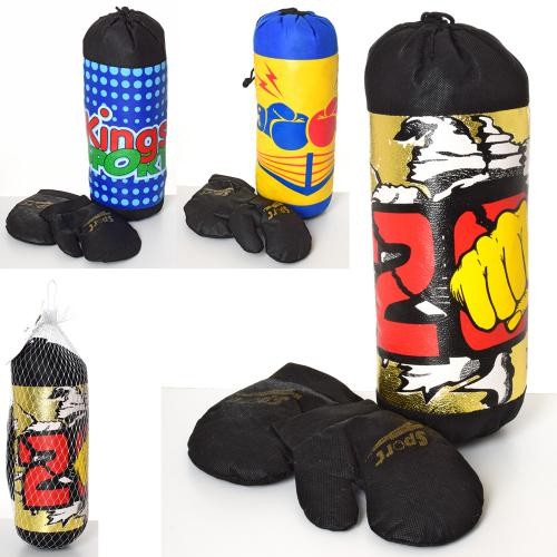 Боксерський набір M 6122 (24шт) груша 35см, рукавички2шт, 3види, в сітці, 45-13-13см (шт.)