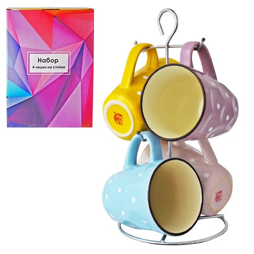 021-04-07 Набір 4 чашки на стійці Адель-Грані 350мл 021-04-07 (шт.)