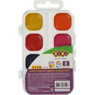 Фарби аквар. 8 кол.,  пласт./кор. без/п, біла ZB.6542-10 ( 1/24/576шт) (шт.)