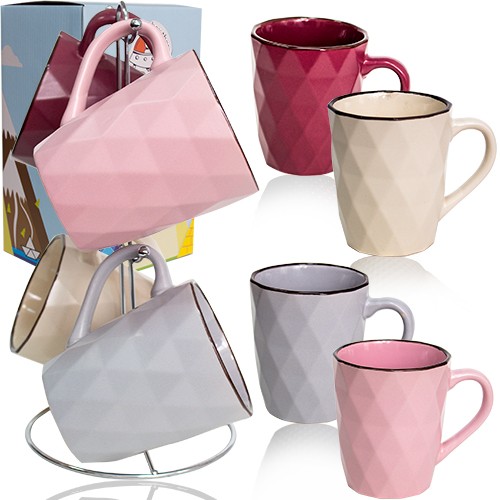 021-04-11 Набір 4 чашки на стійці Грані 350 мл 021-04-11 (шт.)