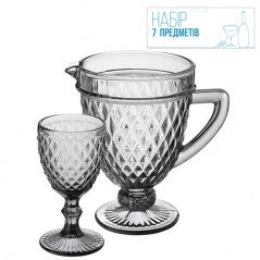 9053 Набір 7 ел. (1 глечик-1,150л, 6 келихів-340мл) "Аргайл" графіт 9053 (шт.)