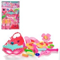 Набір аксесуарів 3611-1 (48шт) туфлі, маска, дзеркало, сумочка, шпильки, в слюді, 31,5-48-5см (шт.)