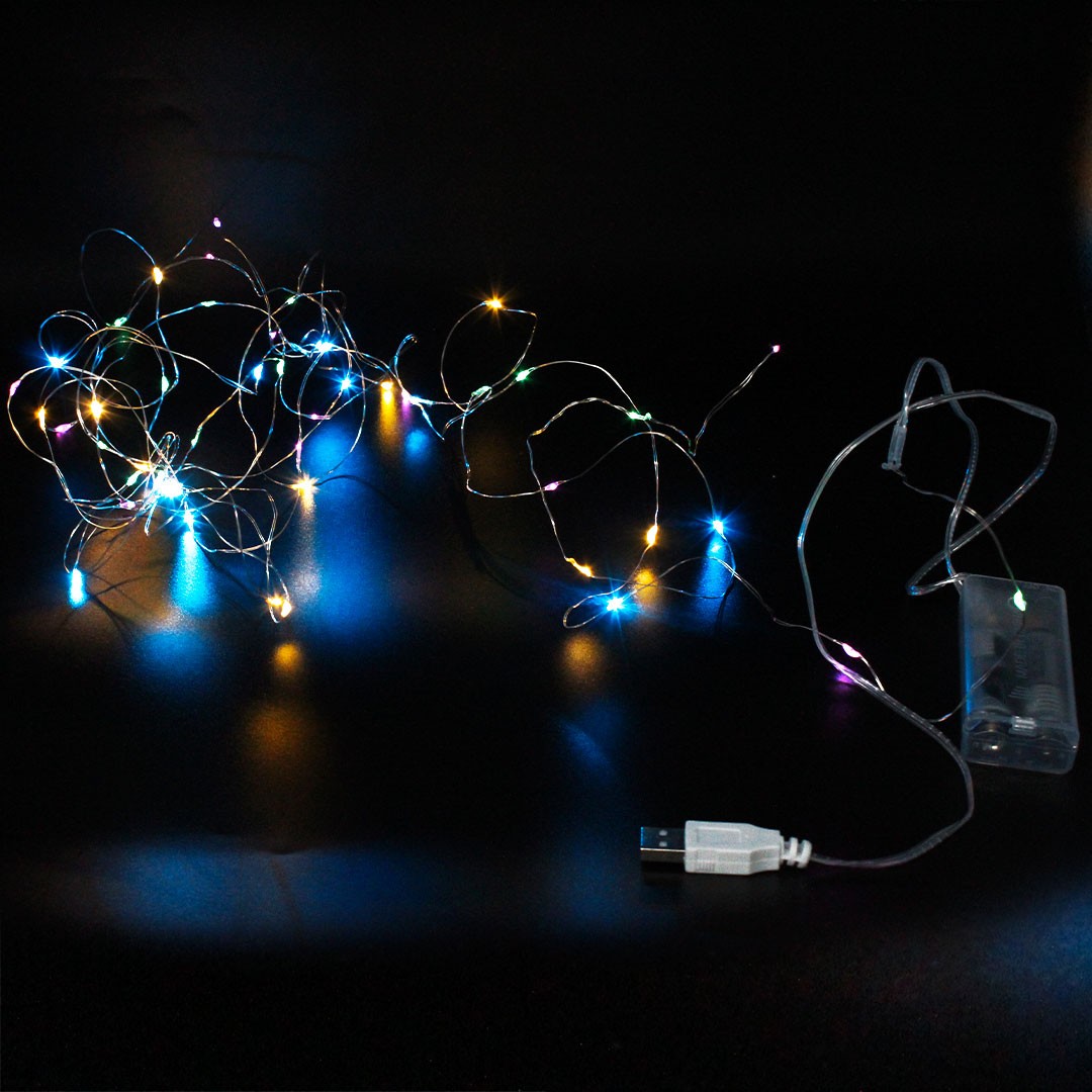 Xmas гірлянд 50 Led 5M (Copper) на мідному пров. (Крапля роси) M MULTI працює від бат+ USB(300) 7742 (шт.)