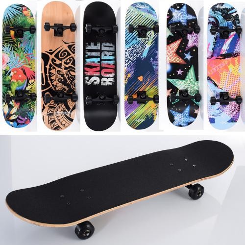 Скейт MS 0355-6 (6шт) 79-20см(наждак), алюм.подвеска, колесаПУ-свет, подшABEC-7, 6видов, разобр (шт.)