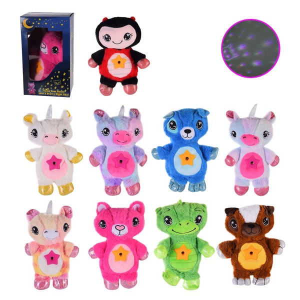 М'яка інтерактивна іграшка 2124-4 (24шт) з проектором, мікс видів, у коробці – 18*14*31 см, р-р (шт.)