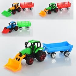 Трактор 2073 (216шт) інер-й, будтехніка, з причепом, 20см, 4види, у кульку, 15-12-6см (шт.)