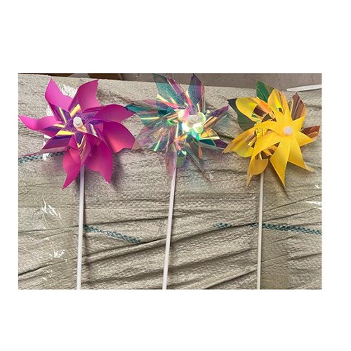 Вітрячок MR 0997 (300шт) діам.18см, квітка, на паличці 30см, фольга, 3 кольорів, у кульку, 17-36,5-1 (шт.)