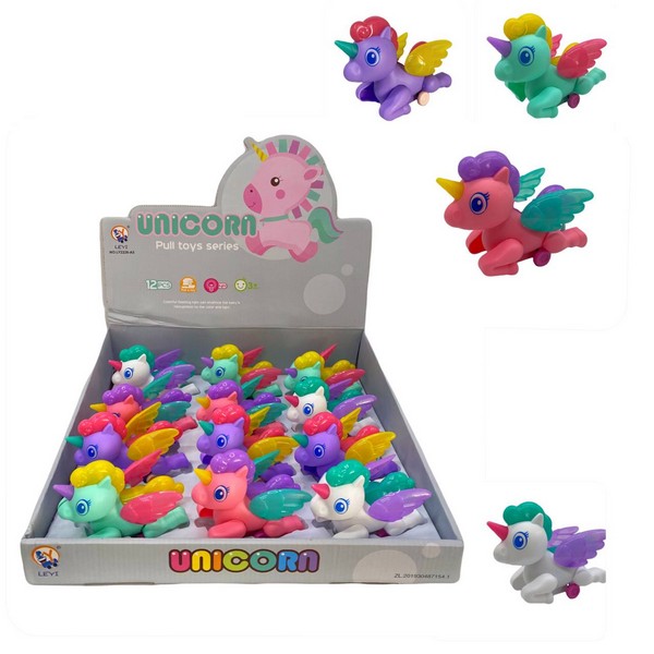 Заводна іграшка LY2226-A5 (180шт) єдиноріг, 11см, світло, бат-таб, 12шт(4види) у діслплеї, 37-32-10с (шт.)