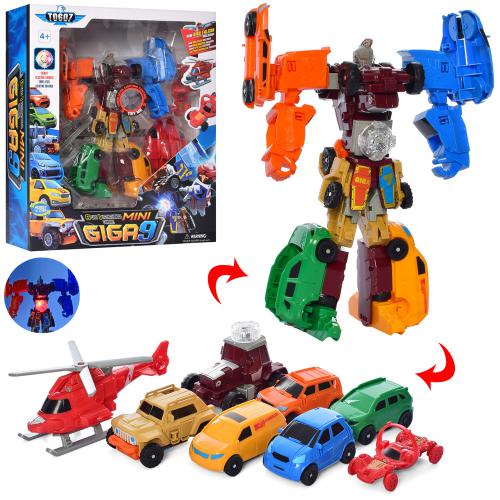 Трансформер E339-9C (9шт) TBT, 25см, 8в1, транспорт+робот, світло, бат(табл), у кор-ці, 33-40-11см (шт.)