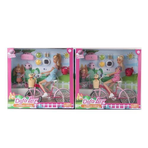 Лялька DEFA 8457 (12шт) 30см, дочка 10,5см, самокат, велосипед, фігурка, 2види, у кор-ці, 36,5-33-10 (шт.)