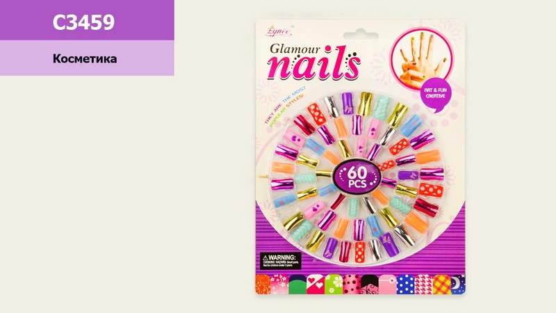 Аксесуари для дівчаток арт. C3459 (120шт/2) нігті - 60 шт, на планшетці 19,3 * 25,3 * 1 см (шт.)