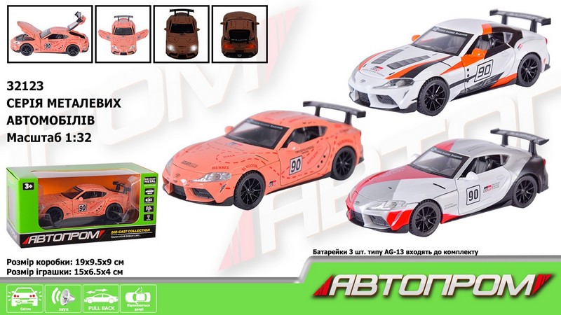 Машина метал АВТОПРОМ арт.  32123 (36шт)  1:32, бат., світло, звук, двері відкр.,короб.19,5 * 9,5 * (шт.)