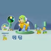 Музична іграшка 399-70 (90шт) собачка16см, світло, звук, проектор,на бат-ці, 3 кольори, у кульку 21- (шт.)