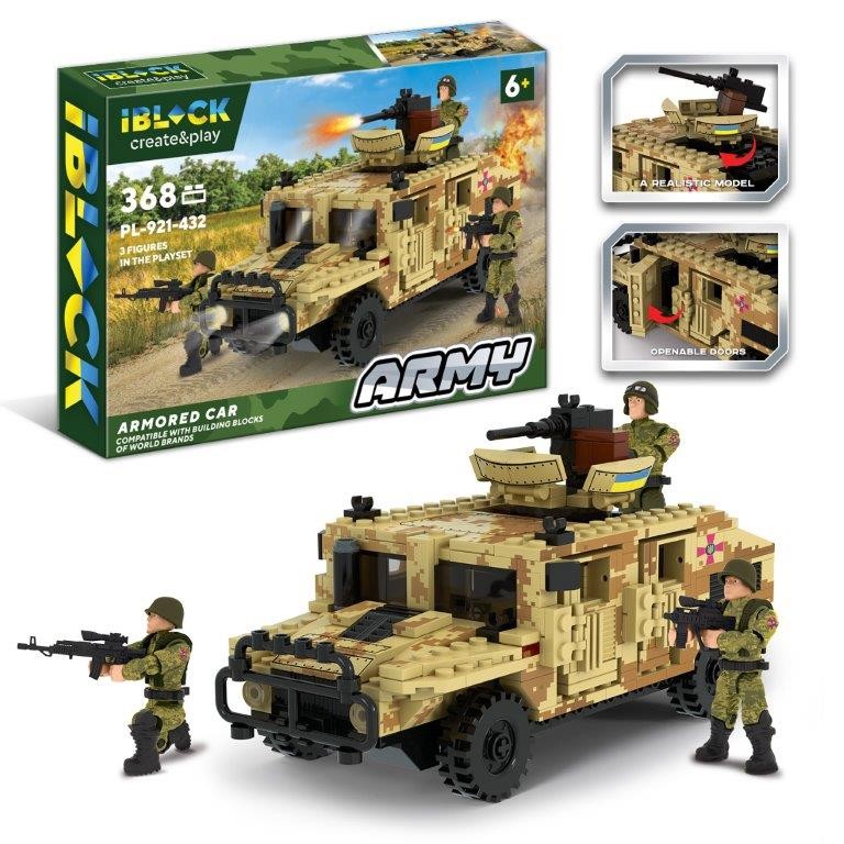 Конструктор IBLOCK арт. PL-921-432 (12шт) ARMY 368дет.,инструкція на укр мові, наліпкии комплект кор (шт.)