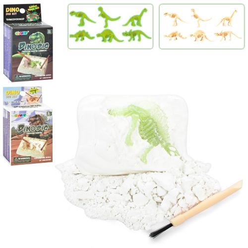 Розкопки 9050E-9051E (288шт) динозавр (скелет) в гіпсі, пензлик, мікс видів, в кор-ці, 6,5-12-3,5см (шт.)