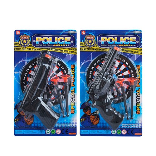 Пістолет 02-2 (288шт) 19 см, мішень, кулі-присоски 2шт, 2 види, на листі 26-26-15см (шт.)