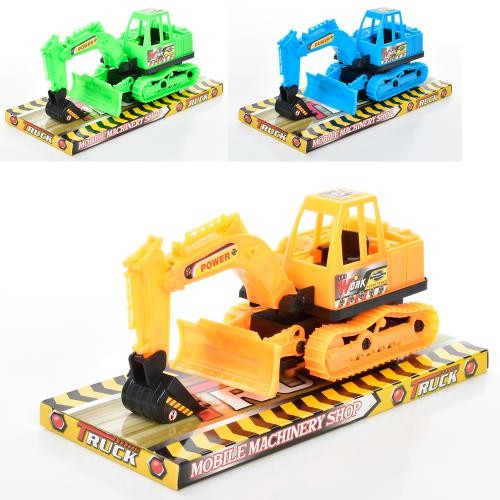 Будтехніка 987 (120шт) екскаватор, 22см, інерція, 3 кольори, в сдюді, 23-12-10см (шт.)