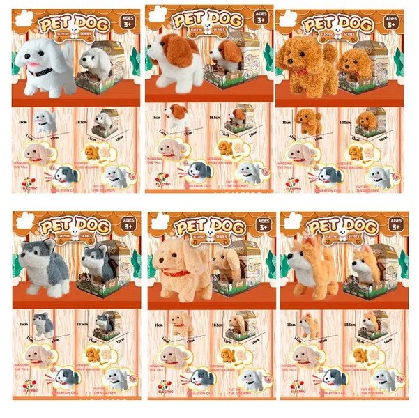 Собака Y7760-1-2-3-4-5 (24шт) 18см, звук, ходить, 6 видів, в кор-ці 19-18-13см (шт.)
