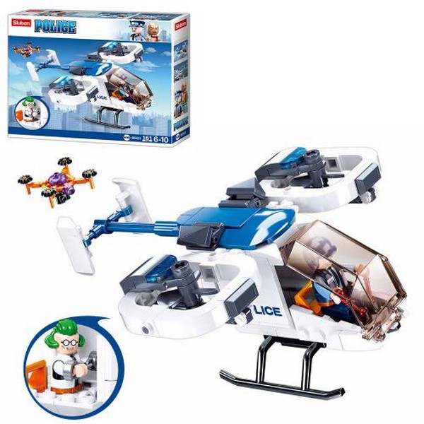 Конструктор SLUBAN M38-B0823 (60шт) поліція, вертоліт, фігурка, 161дет, в кор-ці, 24-19-4,5см (шт.)
