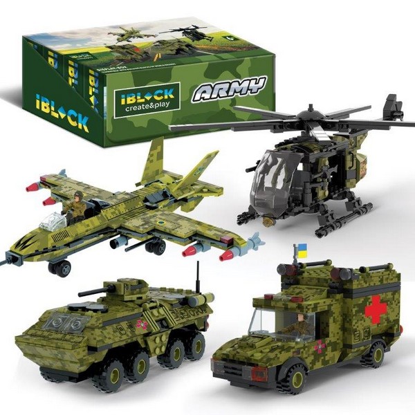 Конструктор IBLOCK арт. PL-921-428 (48ш) 6 диспл. по 8шт Армія, 205-227дет., 4види, уп-ка24х4,5х16 (шт.)